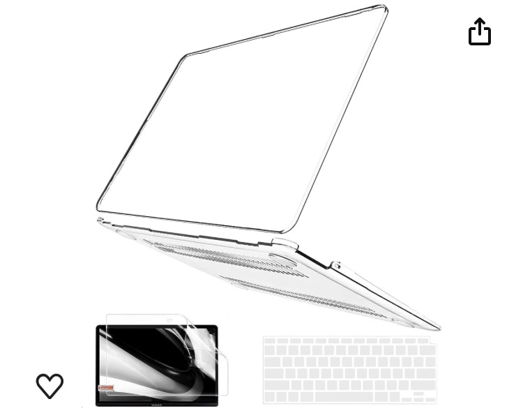 Photo 1 of B BELK Compatible with MacBook Air 13 inch Case 2022 2021 2020 2019 2018 M1 A2337 A2179 A1932, Plastic Hard Shell Case + Keyboard Cover + Screen Protector for Mac Air 13 with Touch ID, Crystal Clear