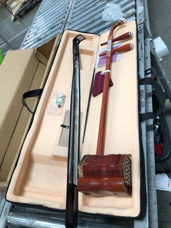 Photo 2 of NS Musical Chinese Erhu Rosewood 2 Stringed Chinese Violin Fiddle Instrument Chinese 2 Stringed Instrument with Learn DVD,Rosin, Clean Cloth, Bridge, Hard Case, for Beginner Entry Level Rosewood A