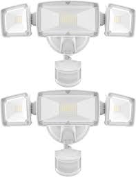 Photo 1 of HGGH 2 Packs Motion Sensor Outdoor Lights LED Security Lights,3 Head Motion Detection Outdoor Lights 6000K IP65 Waterproof,38W 4200LM Flood Lights Outdoor for Yard Garage Porch 38W-2 PACK White