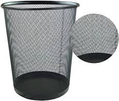 Photo 1 of Metal Mesh Waste Paper Bin Roughy and Lightwight Circular Mesh Waste Paper Basket (Black) Circular Mesh Bin
