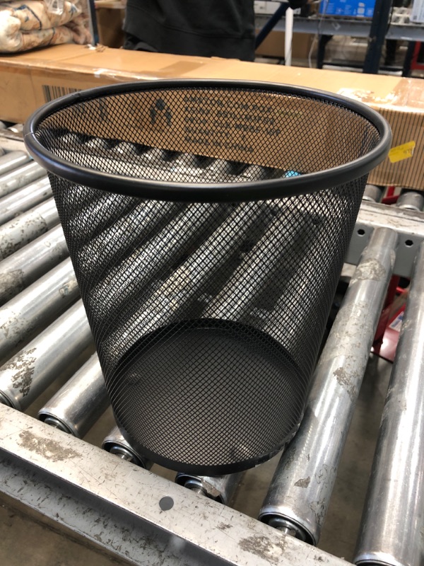 Photo 2 of Metal Mesh Waste Paper Bin Roughy and Lightwight Circular Mesh Waste Paper Basket (Black) Circular Mesh Bin
