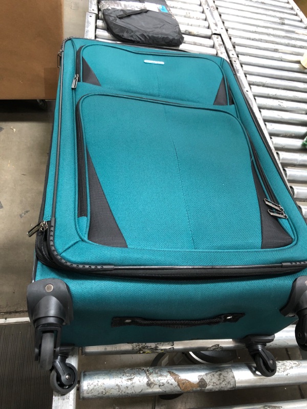 Photo 2 of ***DAMAGED - SLASHED - SEE PICTURES - NO PACKAGING***
U.S. Traveler Aviron Bay Expandable Softside Luggage with Spinner Wheels, Teal, 2-Piece Set (23/31) 2-Piece Set (23/31) Teal