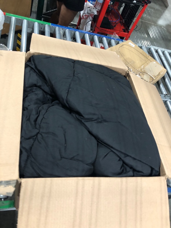 Photo 3 of **USED AND ** DAMAGED WITH A BURN  ** Utopia Bedding All Season 250 GSM Comforter - Plush Siliconized Fiberfill Comforters Queen Size - Box Stitched (Full/Queen, Black) Black Queen