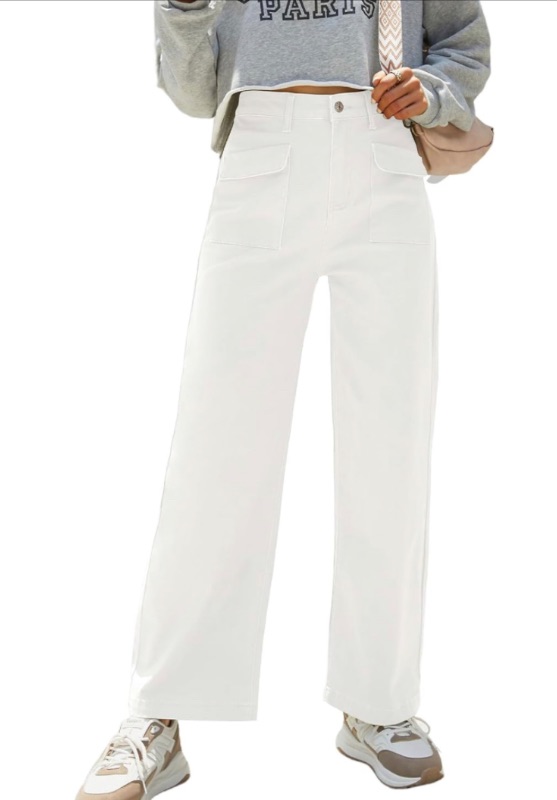 Photo 1 of Dokotoo Womens Cargo Pants Women Baggy Wide Leg High Waist Casual Pants Jean Stretch Pants