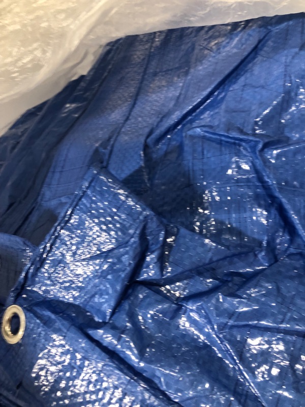 Photo 4 of **USED**Tarp Cover Blue Waterproof  Great for Tarpaulin Canopy Tent, Boat, RV Or Pool Cover!!! (Standard Poly Tarp Blue-lightweight Protection