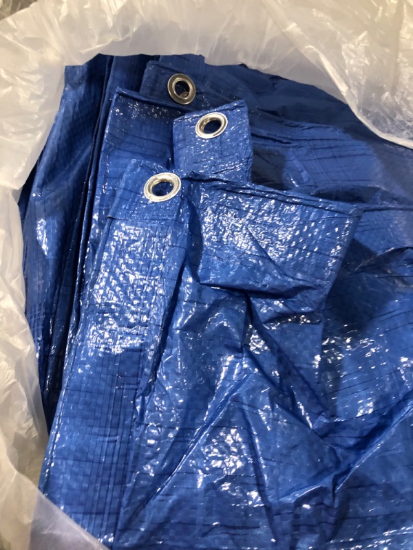 Photo 3 of **USED**Tarp Cover Blue Waterproof  Great for Tarpaulin Canopy Tent, Boat, RV Or Pool Cover!!! (Standard Poly Tarp Blue-lightweight Protection