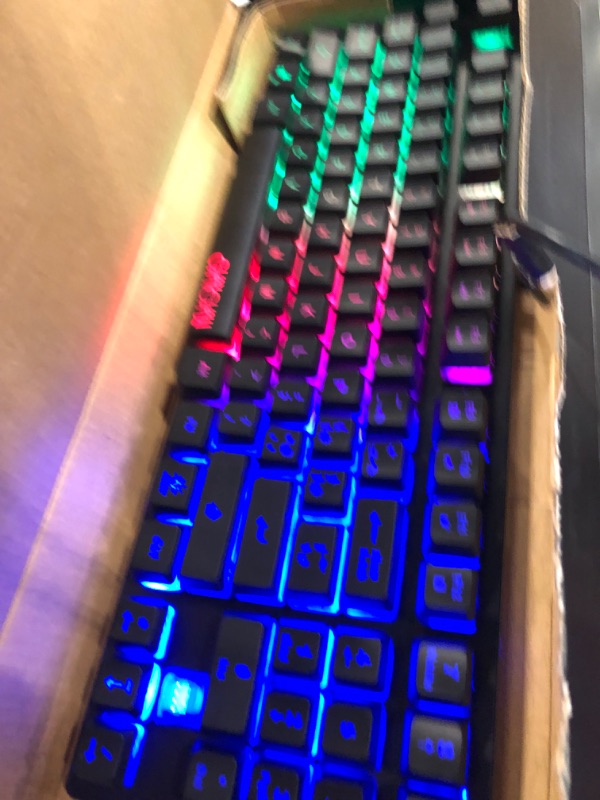 Photo 2 of Gaming LED Keyboard and Mouse Combo,Compact 89 Keys with Numbric Tenkeys Pad,Rainbow Backlit,Ergonomic Mice 2 Side-Button USB Wired 75% Mechanical Feel for Computer PC Laptop PS4 With Numpad