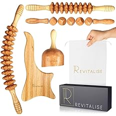 Photo 1 of Goodtar Guasha Wood Stick Tools Wooden Therapy Scraping Lymphatic Drainage Massager, Double Row 20 Beads Point Treatment Gua Sha Tools for Back Leg 20 knobs