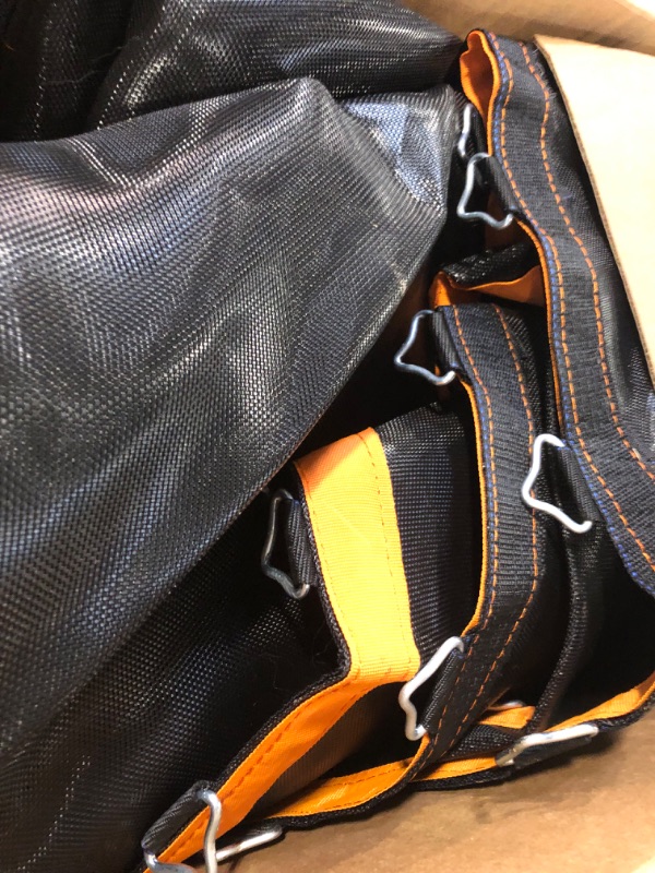 Photo 1 of JumpTastic Trampoline Mat Replacement, Fits 12 ft 14 ft 15ft Frame, with 72 or 96 V-Rings Fits 5.5 inch 6.5 inch 7 inch Spring, Reinforce, UV-Resistant, with Spring Hook and Gloves, Not Include Spring Only Fits 14 ft 72 5.5 inch Springs-150 inch Mat Only 