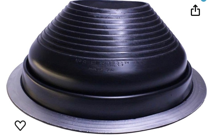 Photo 1 of 4.6 4.6 out of 5 stars 315
#8 Black EPDM Flexible Roof Jack Pipe Boot Metal Roofing Pipe Flashing (Pipe OD 7" to 13") - 100% Made In The USA