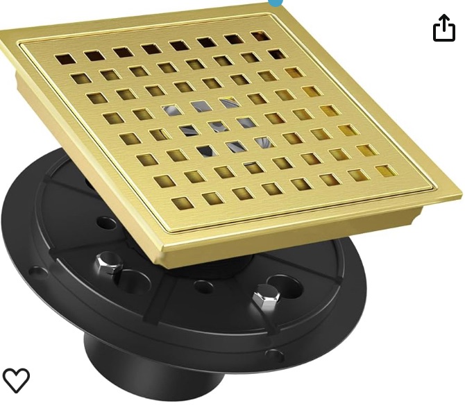 Photo 1 of 4.6 4.6 out of 5 stars 129
Square Shower Floor Drain 6 Inch Brushed Gold, SUS 304 Stainless Steel with Flange, Removable Cover Quadrato Patten Grate, Includes Hair Strainer