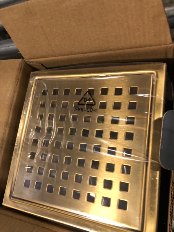 Photo 4 of 4.6 4.6 out of 5 stars 129
Square Shower Floor Drain 6 Inch Brushed Gold, SUS 304 Stainless Steel with Flange, Removable Cover Quadrato Patten Grate, Includes Hair Strainer