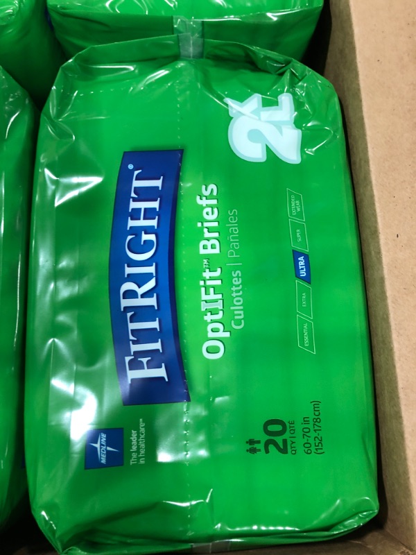 Photo 1 of FitRight OptiFit Ultra Adult Briefs, Incontinence Diapers with Tabs, Heavy Absorbency, Large, 44 to 56", 20 Count Bag of 20 Large (20 Count)
