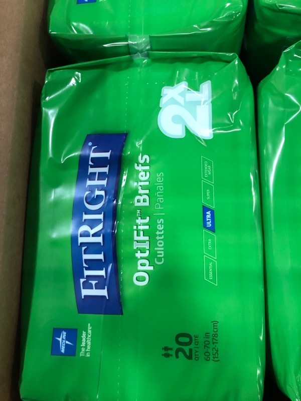 Photo 1 of FitRight OptiFit Ultra Adult Briefs, Incontinence Diapers with Tabs, Heavy Absorbency, Large, 44 to 56", 20 Count Bag of 20 Large (20 Count)