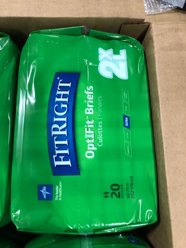 Photo 1 of FitRight OptiFit Ultra Adult Briefs, Incontinence Diapers with Tabs, Heavy Absorbency, Large, 44 to 56", 20 Count Bag of 20 Large (20 Count)