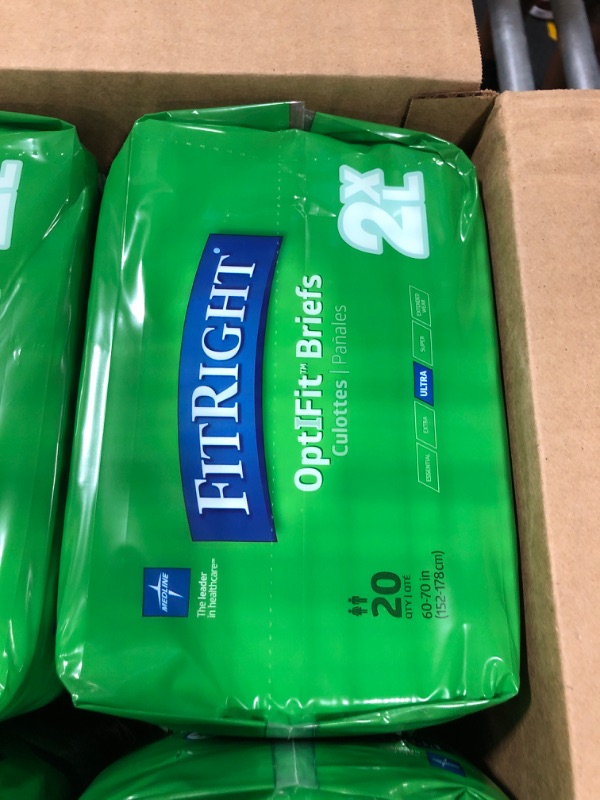 Photo 1 of FitRight OptiFit Ultra Adult Briefs, Incontinence Diapers with Tabs, Heavy Absorbency, Large, 44 to 56", 20 Count Bag of 20 Large (20 Count)