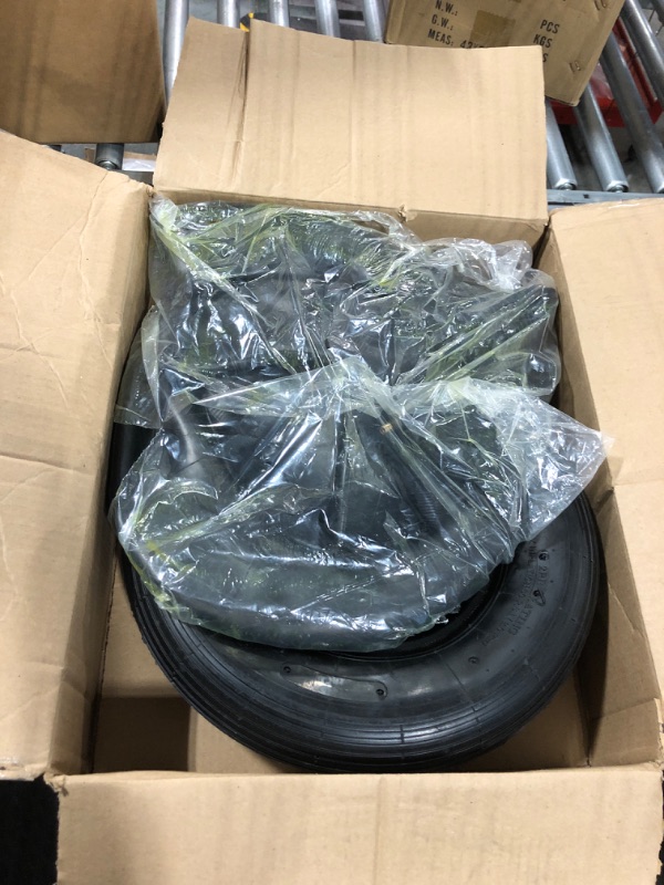 Photo 3 of (2-Set) AR-PRO 4.80/4.00-8" Tire and Inner Tube Set - Universal Replacement Tires and Inner Tubes with 15.5" Outer Tire Diameter and 4.80" Tire Width - Fits on Dollies, Trolleys, Wagons, and More