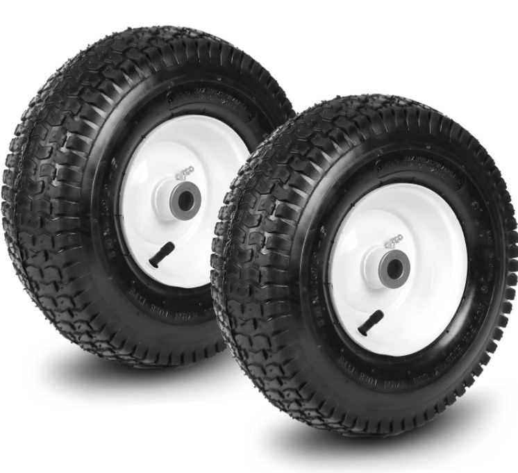 Photo 1 of 2 PCS 13" Pneumatic 5.00-6 Rubber Tires and Air Wheels Replacement with 3/4'' Axle Bore Hole, Inflated Wheel for Wheelbarrows, Lawn Mower, Garden Carts, Hand Trucks, Pressure Washers etc.