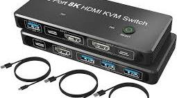 Photo 1 of FDBRO 2 Port 8K HDMI KVM Switch 2 in 1 Out 8K@60Hz 4K@120Hz 2 PC to 1 Monitor with 4 USB 3.0 Ports for Sharing Keyboard, Mouse, U Disk