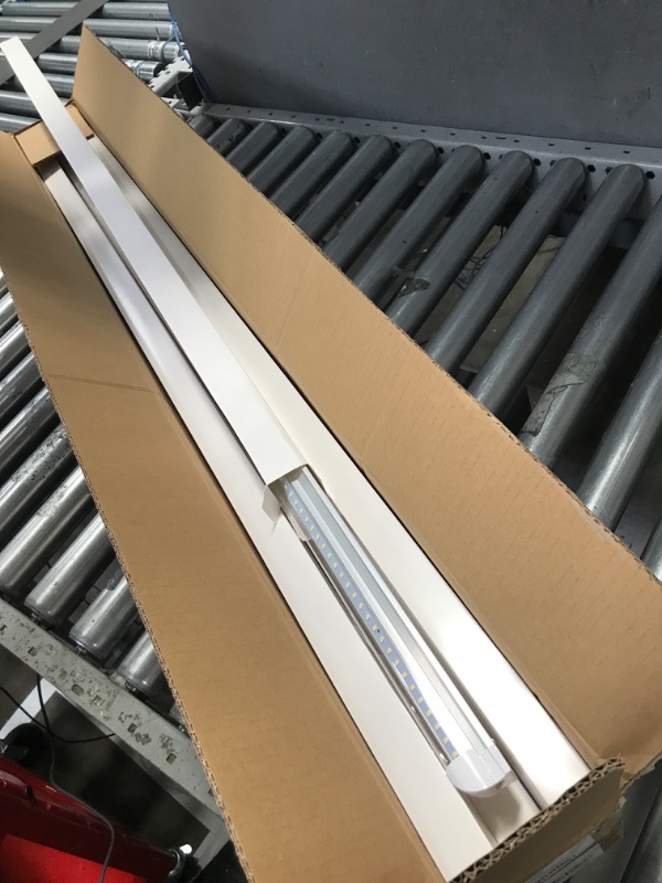 Photo 1 of JESLED 4FT LED Shop Light, 4 Foot 36W LED Light Fixture, High Output 4500 Lumen, 6500K, Clear Cover, V-Shape LEDs, Plug and Play, T8 LED Tube Light for Cooler Door, Garage, Workshop (6-Pack) Clear Cover 4ft