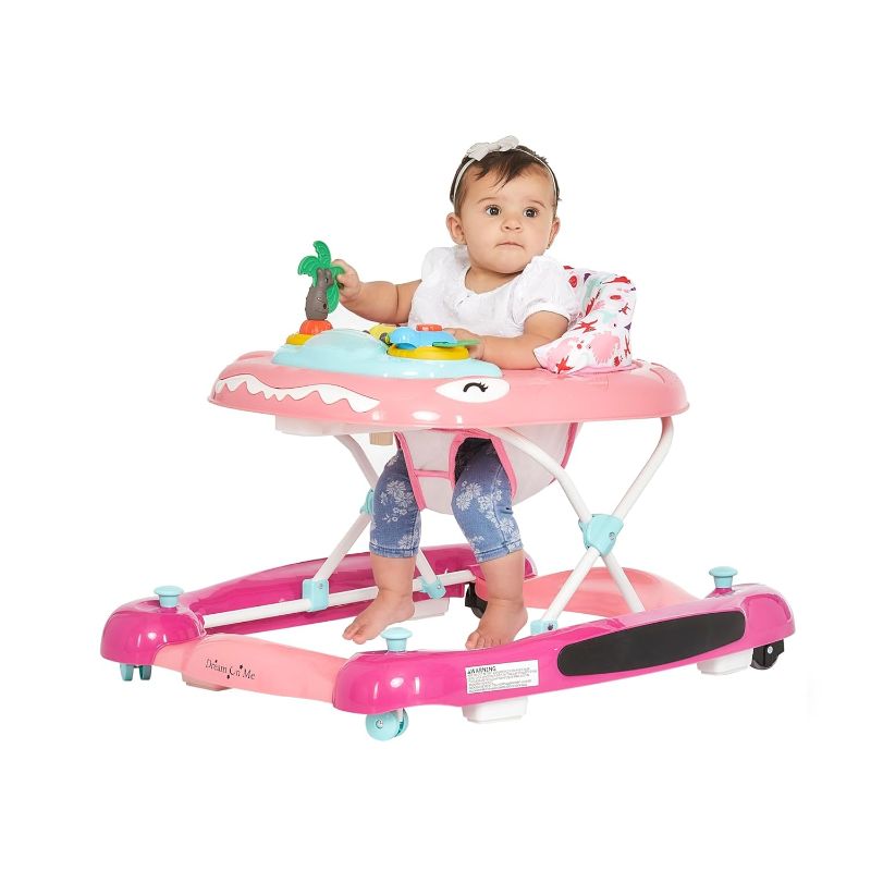 Photo 1 of *READ NOTES* Baby Steps Baby Walker in Pink, Adjustable Three Position Height Setting, Removable Tray, Easy to Fold and Store Baby Walker
