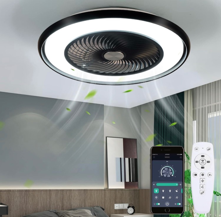 Photo 1 of (READ FULL POST) 24" Low Profile Ceiling Fans with Lights - Smart Bladeless Ceiling Fan with Alexa/Google Assistant/APP Control Dimmable Color Chaning LED-RGB Back Ambient Light, Flush Mount Ceiling Fans Black
