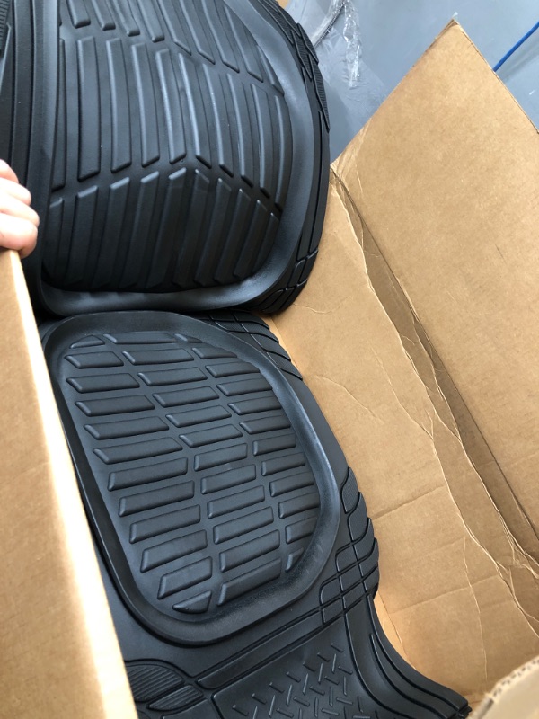 Photo 3 of Motor Trend - MT-923-BK 923-BK Black FlexTough Contour Liners-Deep Dish Heavy Duty Rubber Floor Mats for Car SUV Truck & Van-All Weather Protection, Universal Trim to Fit Full Set Black