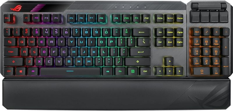 Photo 1 of ASUS ROG Claymore II Wireless Modular Gaming Mechanical Keyboard & ROG Balteus Qi Vertical Gaming Mouse Pad with Wireless Qi Charging Zone, Hard Micro-Textured Gaming Surface (12.6” X 14.6”) ROG Claymore II (RX Blue Switches) Keyboard + Mouse Pad