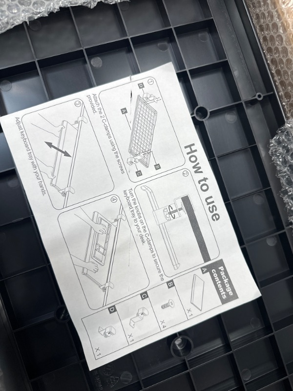 Photo 3 of EHO Clamp-On Under Desk Keyboard Tray Underdesk Extender Table Attachment Keyboard Drawer, Adjustable Keyboard Tray - Large Size, 27.5" x 12.25" for Work from Home Office Accessories Large Platform