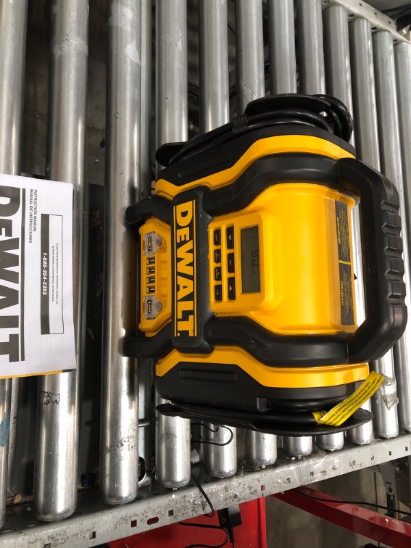 Photo 2 of (PARTS ONLY)DEWALT DXAEPS14 1600 Peak Battery Amp 12V Automotive Jump Starter/Power Station with 500 Watt AC Power Inverter, 120 PSI Digital Compressor, and USB Power , Yellow