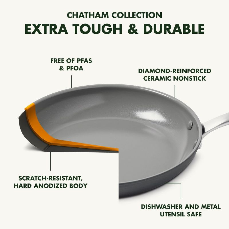 Photo 3 of (READ FULL POST) GreenPan Chatham Black Prime Midnight Hard Anodized Healthy Ceramic Nonstick, 12" Frying Pan Skillet with Lid & Chatham Black Prime Midnight Hard Anodized Healthy Ceramic Nonstick, 8"