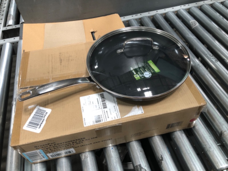 Photo 2 of (READ FULL POST) GreenPan Chatham Black Prime Midnight Hard Anodized Healthy Ceramic Nonstick, 12" Frying Pan Skillet with Lid & Chatham Black Prime Midnight Hard Anodized Healthy Ceramic Nonstick, 8"