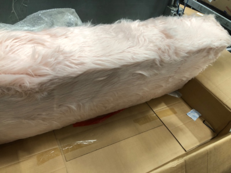 Photo 2 of (READ FULL POST) Iconic Home Trento Modern Contemporary Faux Fur Acrylic Leg Bench, Pink