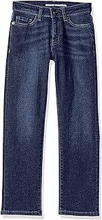 Photo 1 of Amazon Essentials Boys' Regular Straight-Fit Jeans 7 Dark Wash