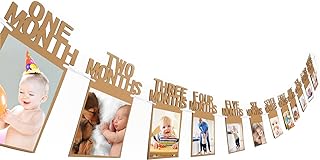 Photo 1 of Bememo 1st Birthday Baby Photo Banner for Newborn 12 Month Photo Prop Monthly Milestone Bunting Garland First Birthday Party Decoration