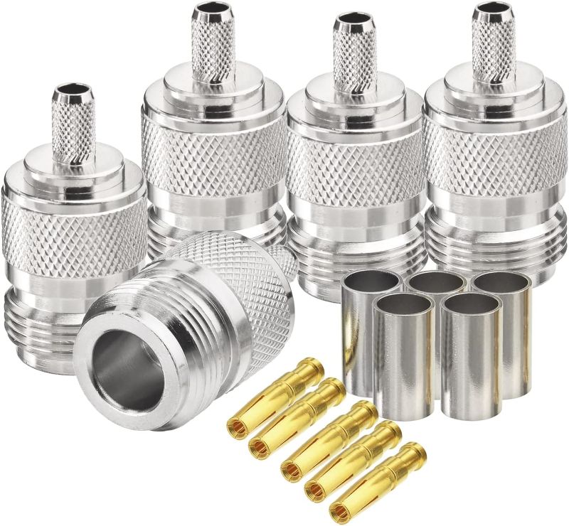 Photo 1 of Eightwood N Female Crimp RF Connector 50 ohm for RG58 RG142 LMR195 Cable (5-Pack) rg58 N female