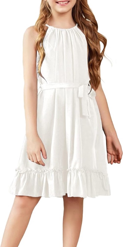 Photo 1 of Arshiner Girls Summer Dress Halter Neck Sundress A-Line Swing Party Dresses