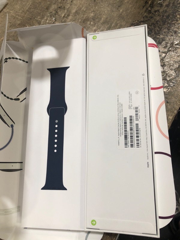 Photo 2 of *UNOPENED* Apple Watch Series 9 [GPS + Cellular 45mm] Smartwatch with Silver Stainless Steel Case with Storm Blue Sport Band M/L. Fitness Tracker, Blood Oxygen & ECG Apps, Always-On Retina Display Silver Stainless Steel w Storm Blue Sport Band 45mm M/L - 