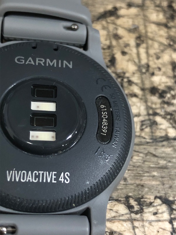 Photo 3 of Garmin vivoactive 4S, Smaller-Sized GPS Smartwatch, Features Music, Body Energy Monitoring, Animated Workouts, Pulse Ox Sensors and More, Silver with Gray Band (Renewed) 40 mm Silver with Gray Band