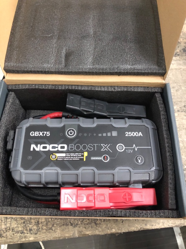 Photo 2 of NOCO Boost X GBX75 2500A 12V UltraSafe Portable Lithium Jump Starter, Car Battery Booster Pack, USB-C Powerbank Charger, and Jumper Cables for up to 8.5-Liter Gas and 6.5-Liter Diesel Engines