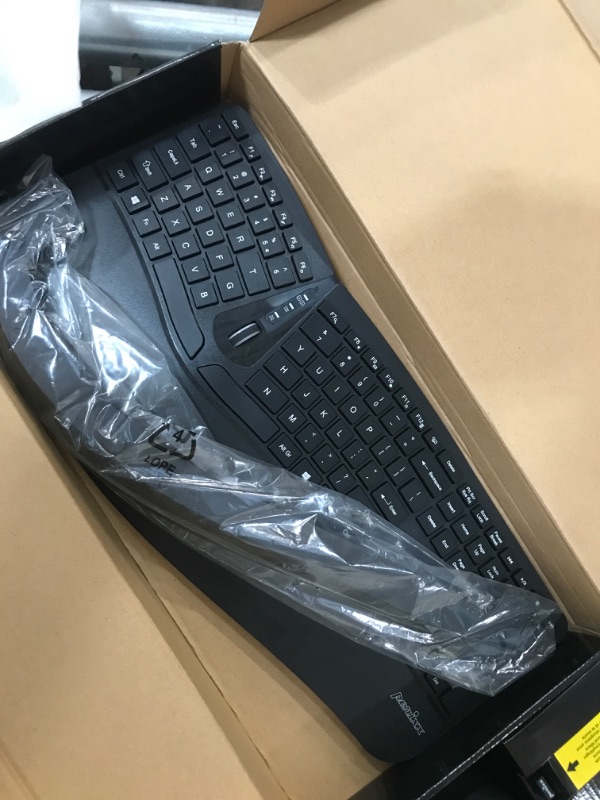 Photo 2 of Perixx Periduo-605, Wireless Ergonomic Split Keyboard and Vertical Mouse Combo, Adjustable Palm Rest and Membrane Low Profile Keys, Black, US English Layout (11633)