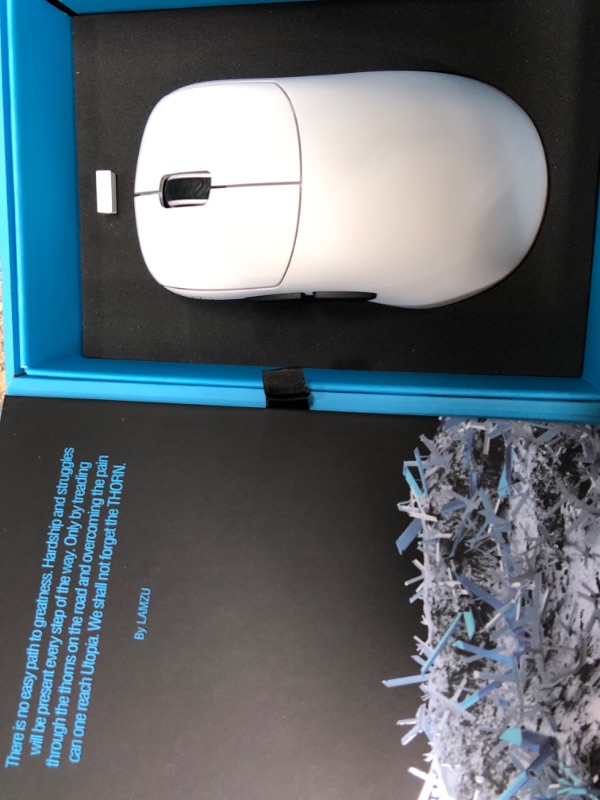 Photo 2 of Lamzu Thorn Wireless Gaming Mouse, Ultra Lightweight 52g, Optical Switch,26000 DPI,Ergonomic,MCU Nordic 52840,Silver TTC,PAW3395 Sensor -Polar White