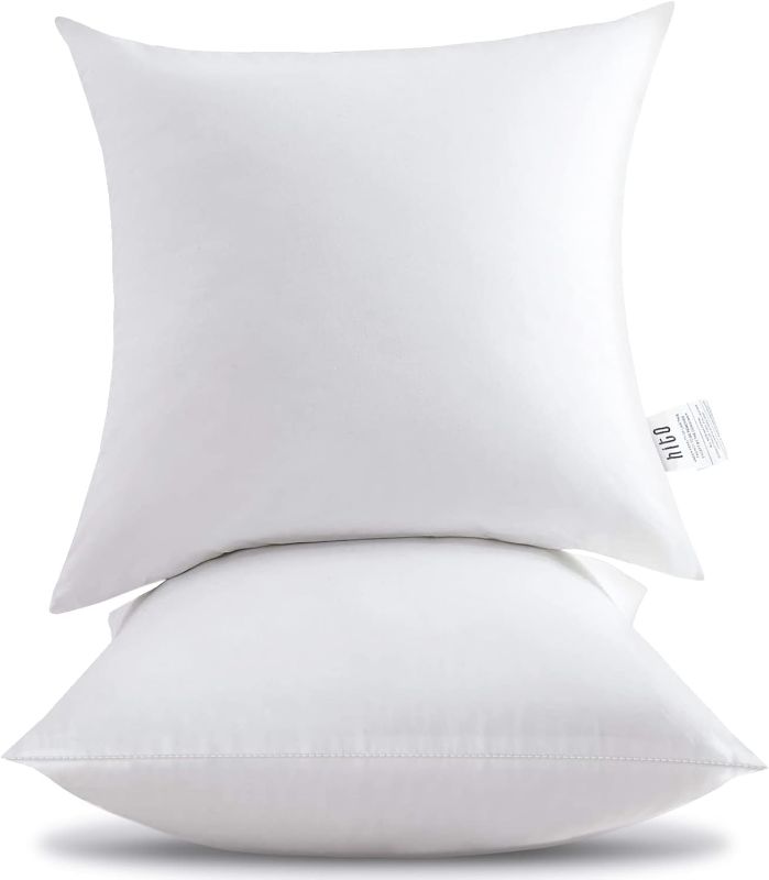Photo 1 of 18x18 Pillow Inserts (Set of 2)- 100% Cotton Covering Down Alternative Throw Pillows White for Couch Bed Sofa