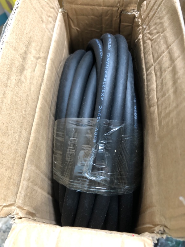 Photo 1 of Energeaster Portable Electrical Wire 4 Conductor SOOW 600V 12 Gauge Heavy Duty Rubber Outdoor Extension Cord for Motor Leads,Construction Equipment,Outdoor Equipment(50FT,12AWG) Black 50FT