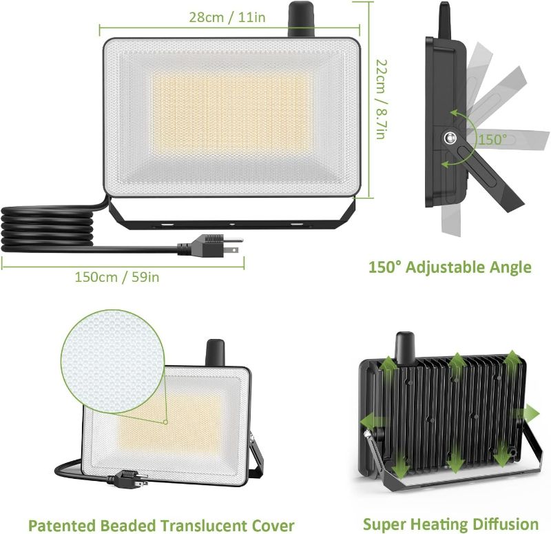 Photo 4 of (READ FULL POST) NOVOSTELLA 2 Pack 100W Smart LED Flood Light, Total 18000LM Super Bright Flood Light Outdoor IP66 Waterproof, Tunable White 2700K-6500K Outside Alexa Floodlight for Yard Stadium Garage Porch Lawn