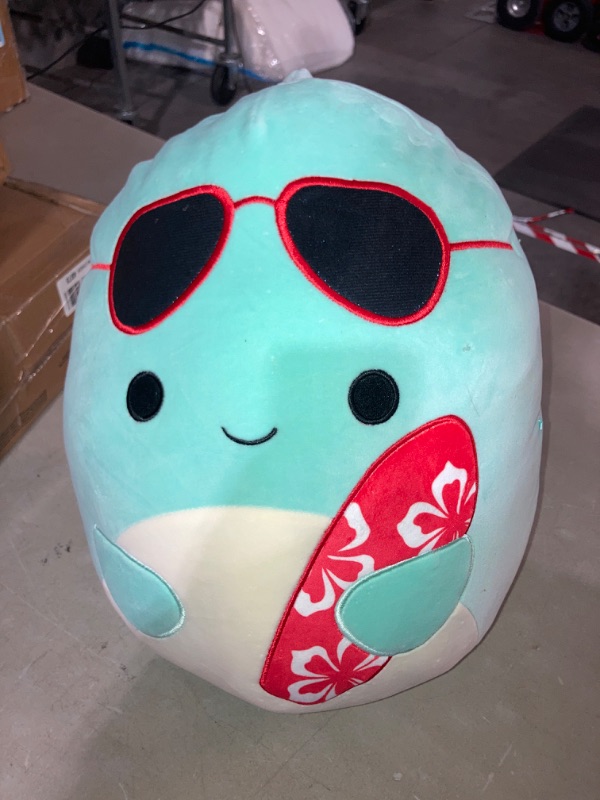 Photo 2 of Squishmallows Original 14-Inch Perry Teal Dolphin with Red Surfboard - Official Jazwares Large Plush