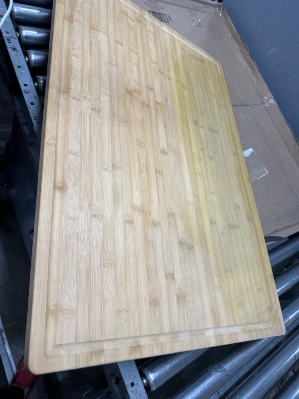 Photo 2 of (READ FULL POST) Extra Large 100% Organic Bamboo Cutting Board, 24x18 Inch Butcher Block Chopping/Carving Board with Handle and Juice Groove for Turkey, Meat, Vegetables, BBQ (XXL, 24" x 18"?
