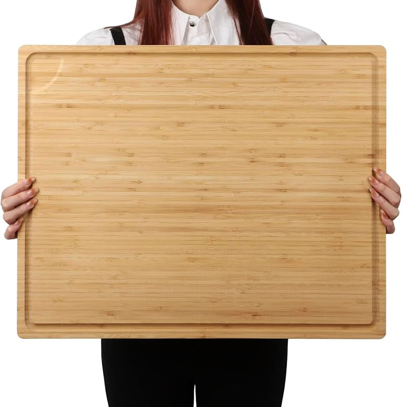 Photo 1 of 30" Extra Large Bamboo Cutting Boards for Kitchen, Wooden Chopping Board with Juice Groove, Reversible Butcher Block Cutting Board Carving Board for...
