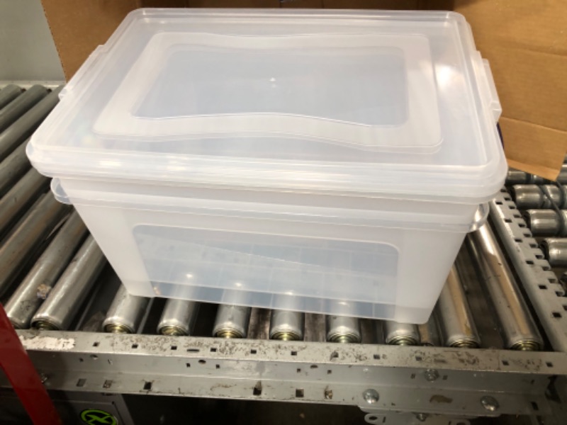 Photo 1 of Superio Clear Storage Boxes with Lids, Plastic Container Bins for Organizing, Stackable Crates, BPA Free, Non Toxic, Odor Free, Organizers for Home, Office, School, and Dorm (28.5 Quart, 2 Pack) 28.5 Quart 2 Pack