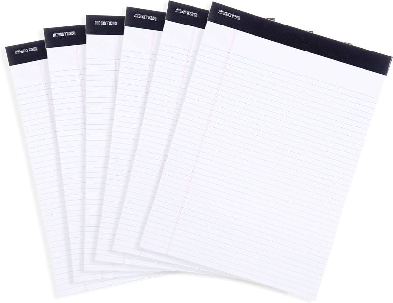 Photo 1 of Mintra Office Legal Pads - ((BASIC WHITE 6pk, 8.5in x 11in, NARROW RULED)) - 50 Sheets per Notepad, Micro perforated Writing Pad, Notebook Paper for School, College, Office, Business